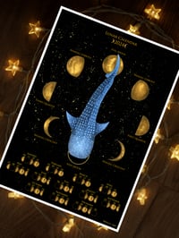 Image 2 of Moon Calendar 2024 Lunar Whale Shark Art Print