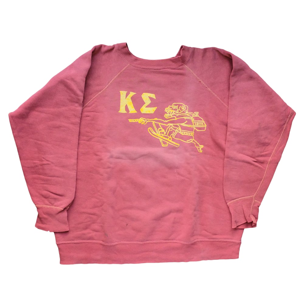 Image of Vintage Sunfaded Flocked Print Sweatshirt