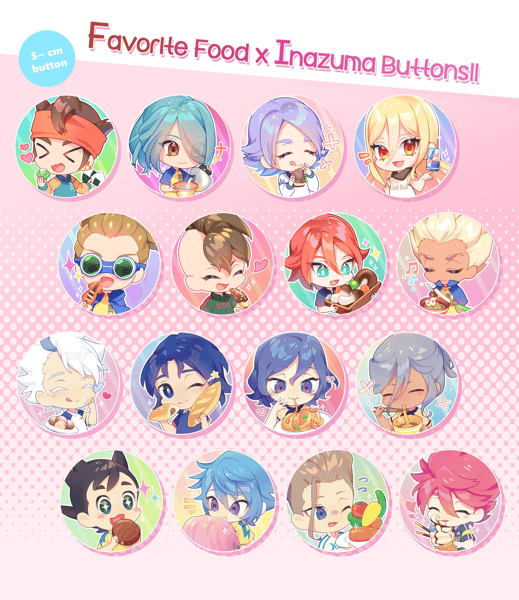 Image of 「PRE-ORDER」Inazuma ♥ Favorite Food Buttons