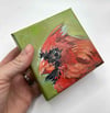 Little Red - Cardinal 4x4" mini petite painting