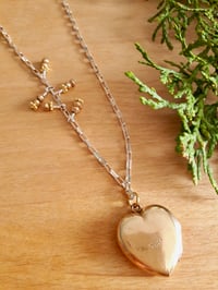 Image 4 of 5HE Gold Heart Locket on Sterling Chain