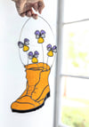 Johnny Jump Up Stained Glass Botanical Hiking Boot