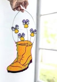Image 1 of Johnny Jump Up Stained Glass Botanical Hiking Boot