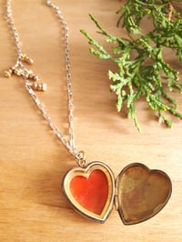 Image 3 of 5HE Gold Heart Locket on Sterling Chain