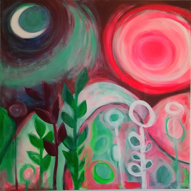 Blushing Sunset. Original canvas painting