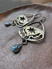 Image 1 of Floral brass Arabesque earrings 