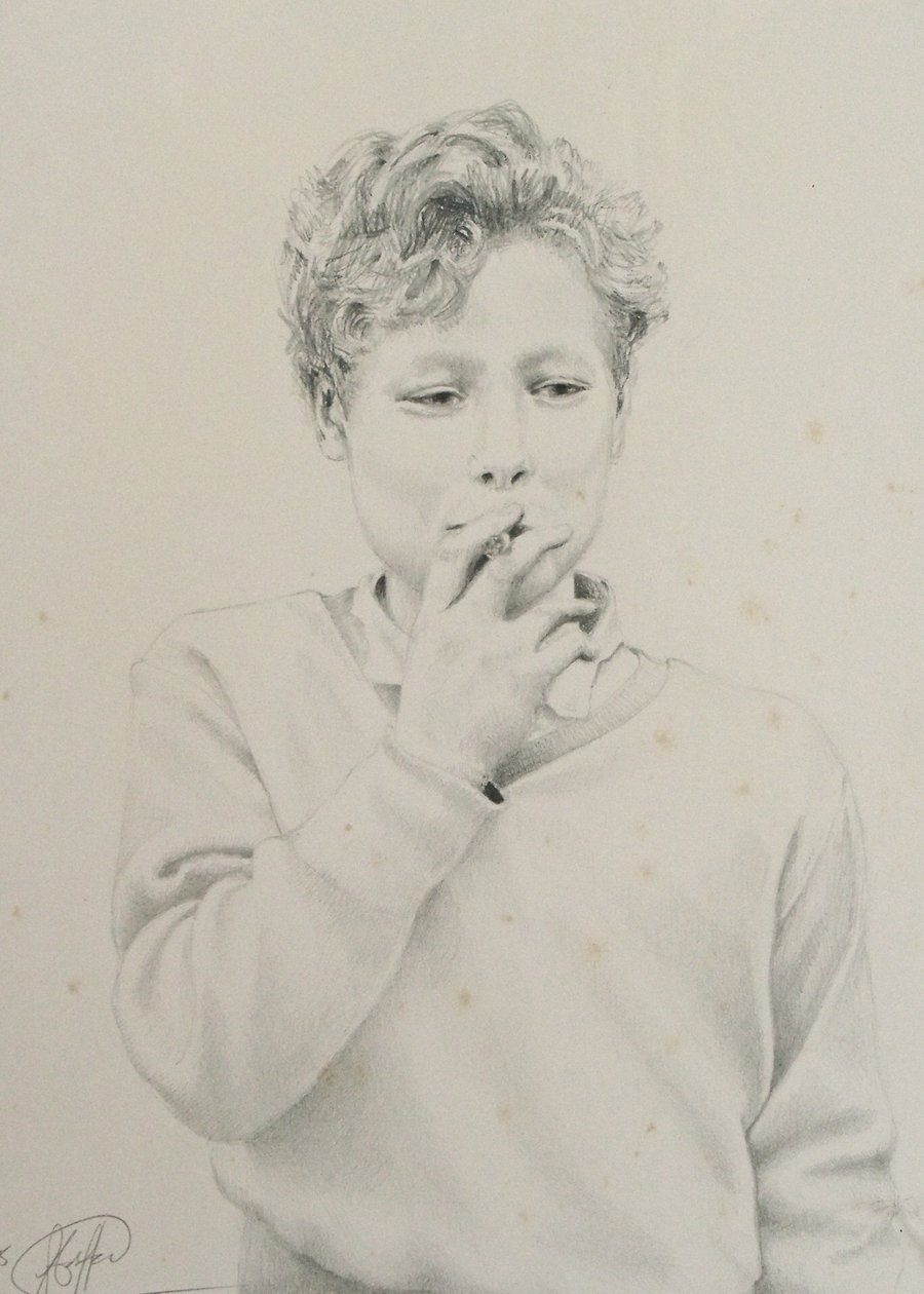 Image of Smoking Boy - Graphite