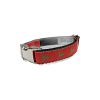 Reindeer on Red - Dog Collar