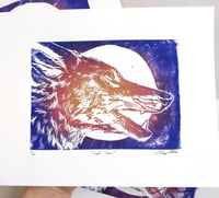 Image of "Coyote Moon" Lino Print