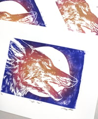 Image of "Coyote Moon" Lino Print