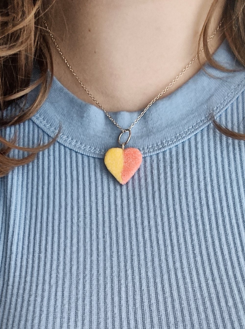 Peach heart necklace 