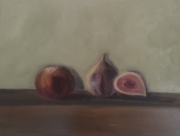 Image of Nature morte à la pêche  et aux deux figues