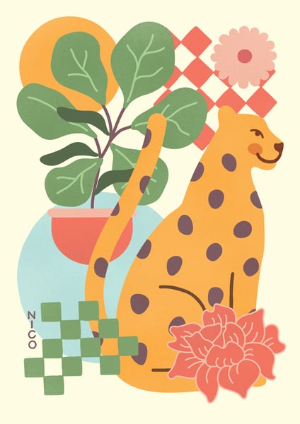 Image of Leopard Sitter Print - Fine Art Print 