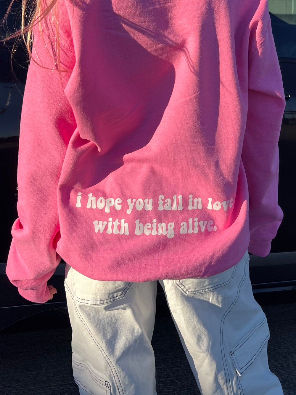 Image of “i hope you fall in love with being alive” hoodie