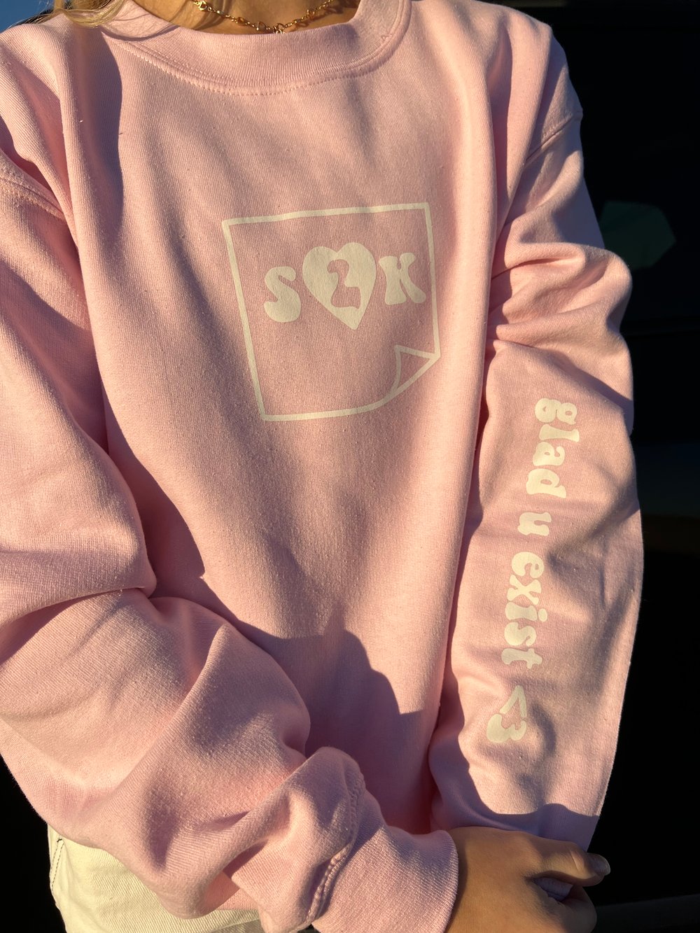 Image of “glad u exist <3” crewneck