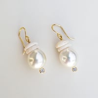 Image 2 of South Sea Pearl Puka Shell Earrings 