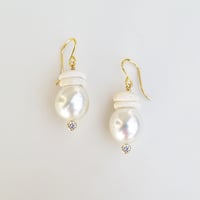 Image 1 of South Sea Pearl Puka Shell Earrings 