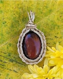 Image 3 of Silver Copper Red Tigers Eye & Lapis Lazuli Reversible Pendant | Third Eye & Root Chakra Crystal