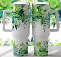 Image 1 of Green Floral 40 oz Tumbler