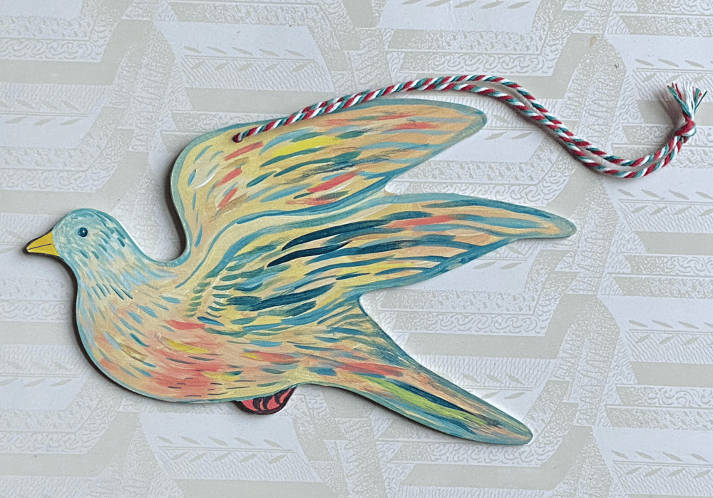 Image of Painted wooden bird J
