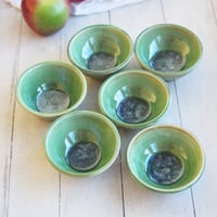 Image 5 of Shimmering Green Prep Bowls, Set of Three Ceramic Handmade Pottery Bowls, Made in USA