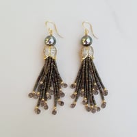 Image 2 of Tahitian Pearl & Topaz Tassel Earrings