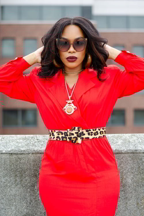 Image of Vintage Maizie Blazer Top Dress W/ Split 