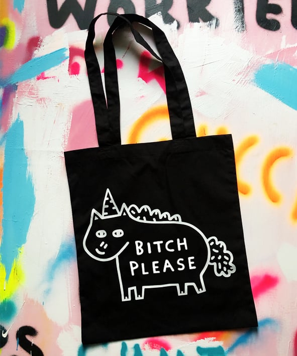 Image of Bitch Please Black Tote Bag 