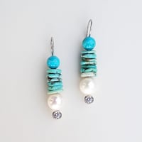 Image 1 of Turquoise & Pearl Eden Earrings 