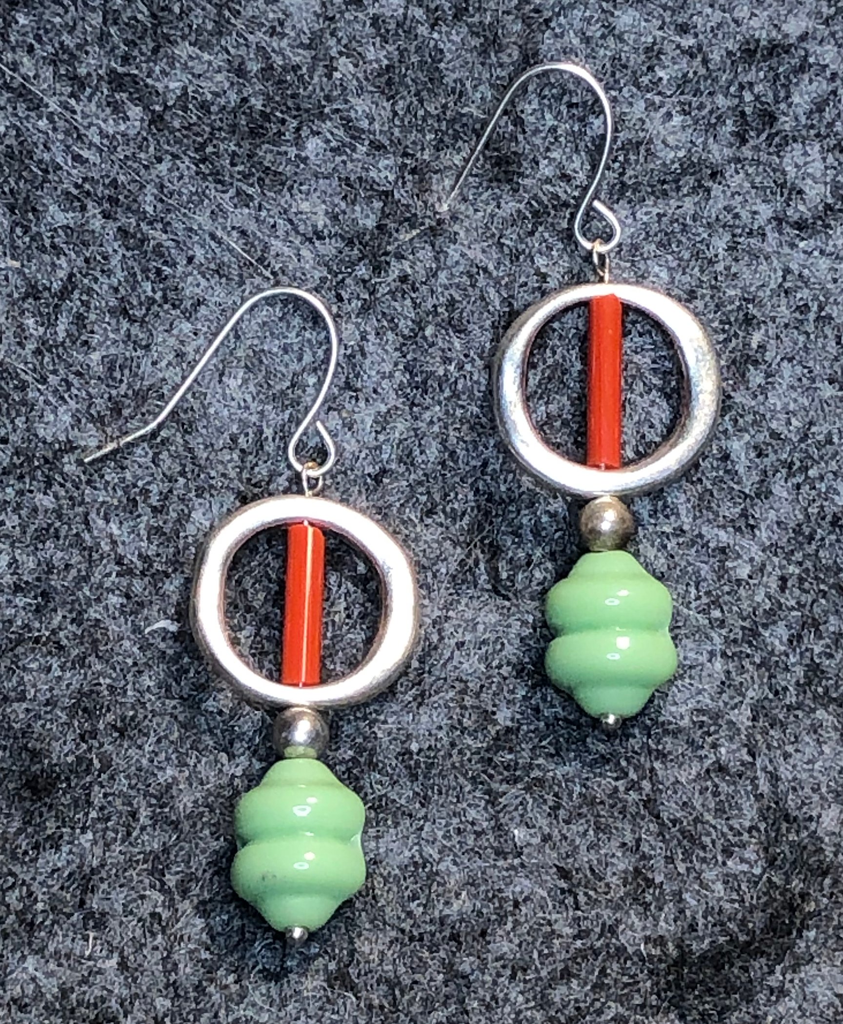 Image of Green and red earrings