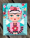 MAGICAL series - Frida Angel with Flower 6"x8" canvas painting