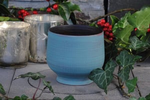 Image of Teal birch end-grain cup II - Tasse en bouleau sarcelle II