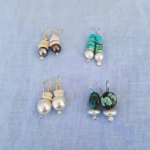 Dark Turquoise & Pearl Earrings 