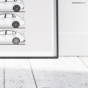 Subaru WRX Evolution Generations Poster