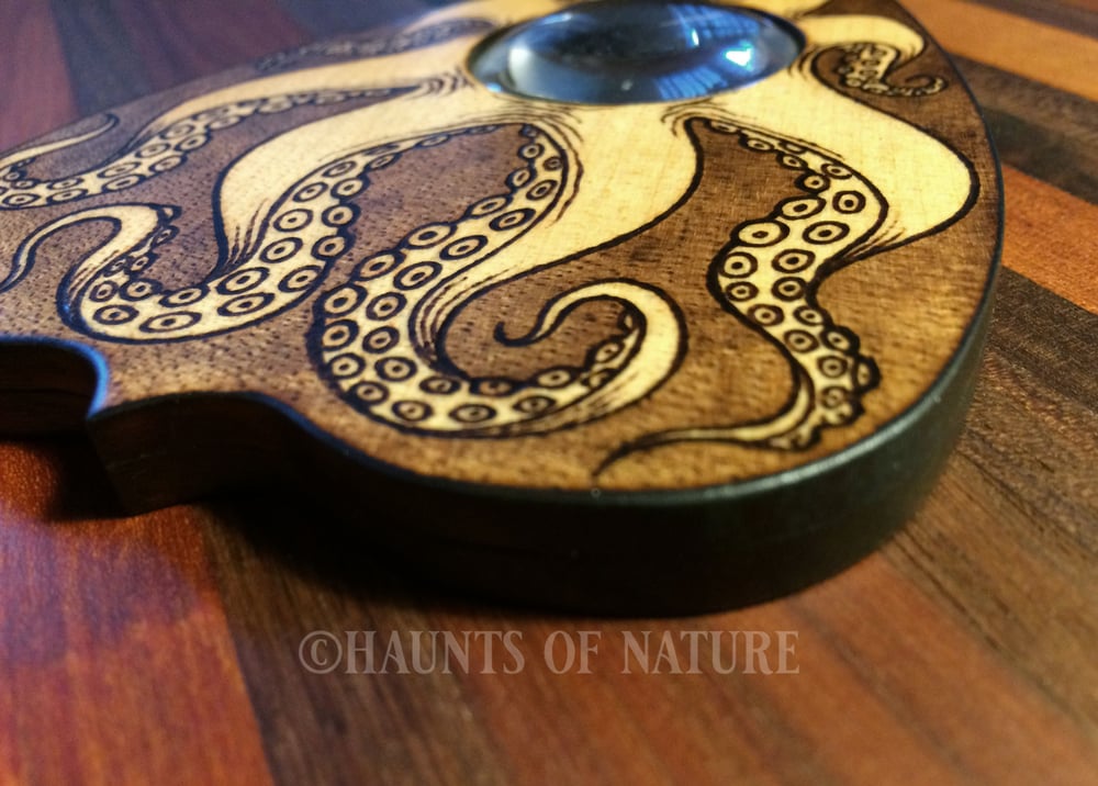 Wood Burned Ouija Planchette: Tentacles