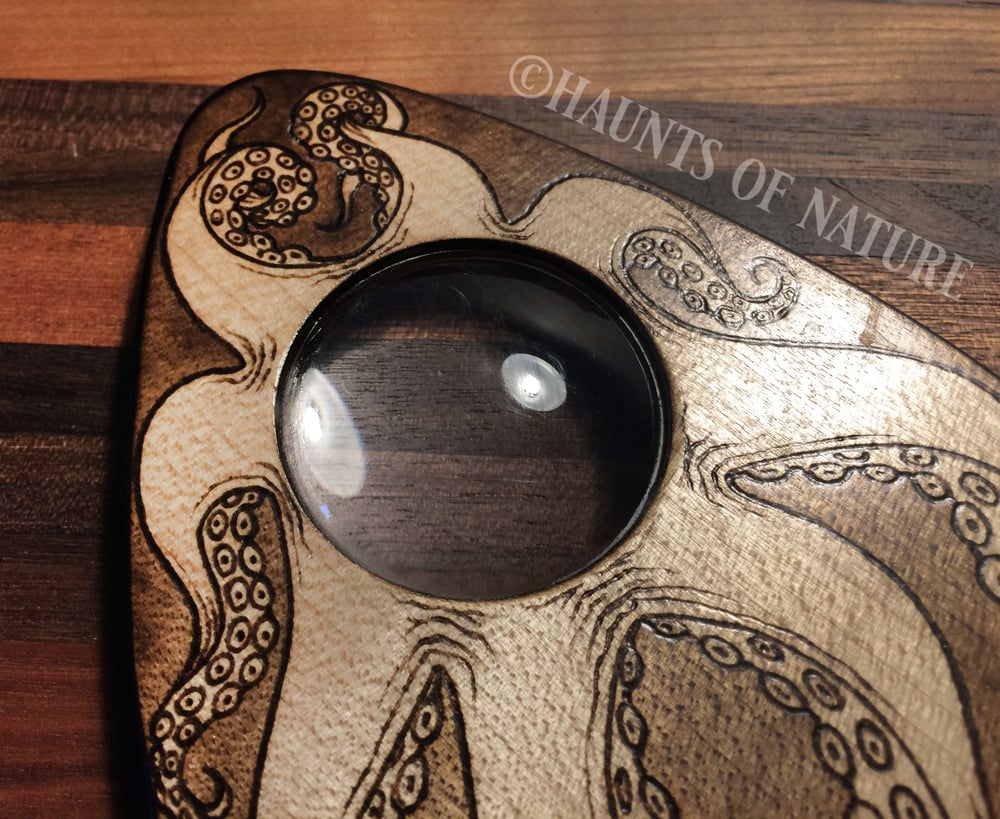 Wood Burned Ouija Planchette: Tentacles