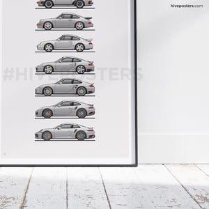 Porsche 911 Turbo Generations Poster SILVER