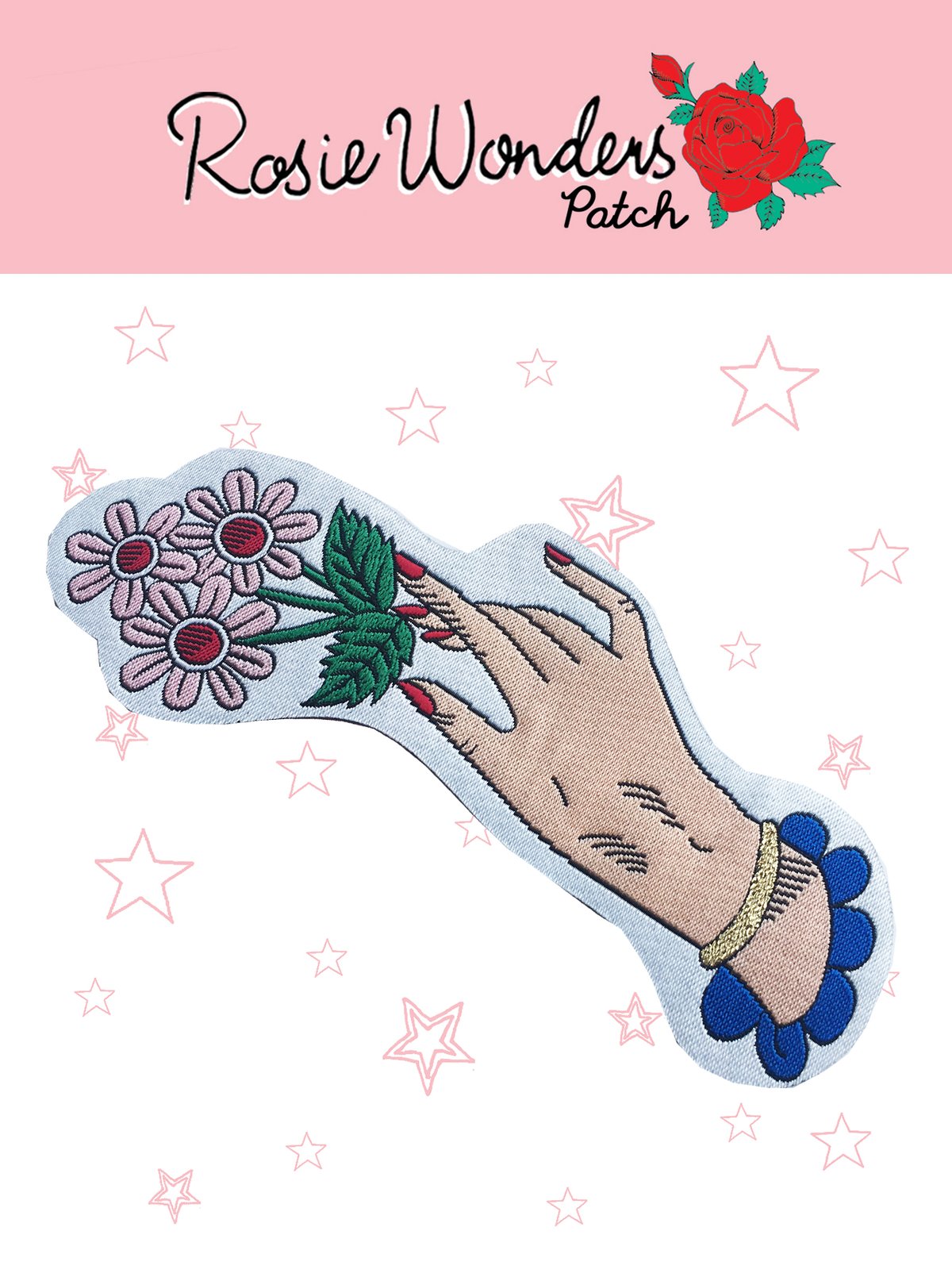 Hand and Flowers Iron on Patch