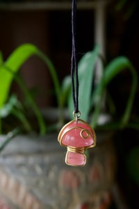 Image 1 of Rhodochrosite Crystal Mushroom Necklace