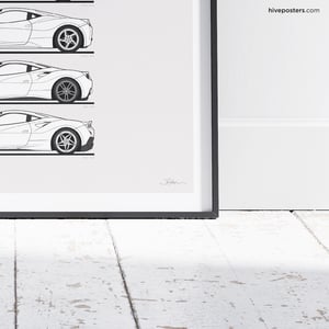 Ferrari V8 Generations Evolution Poster 1975-2023