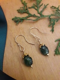 Image 3 of 7JM Carved fine Green Tourmaline earrings