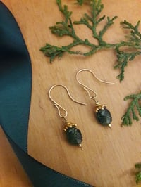 Image 4 of 7JM Carved fine Green Tourmaline earrings
