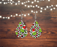 Grinch Leopard Earrings