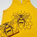 Image 1 of Men's Honeybee Tank Top | Lino Block Print | Limited Edition | Handmade Shirt Design