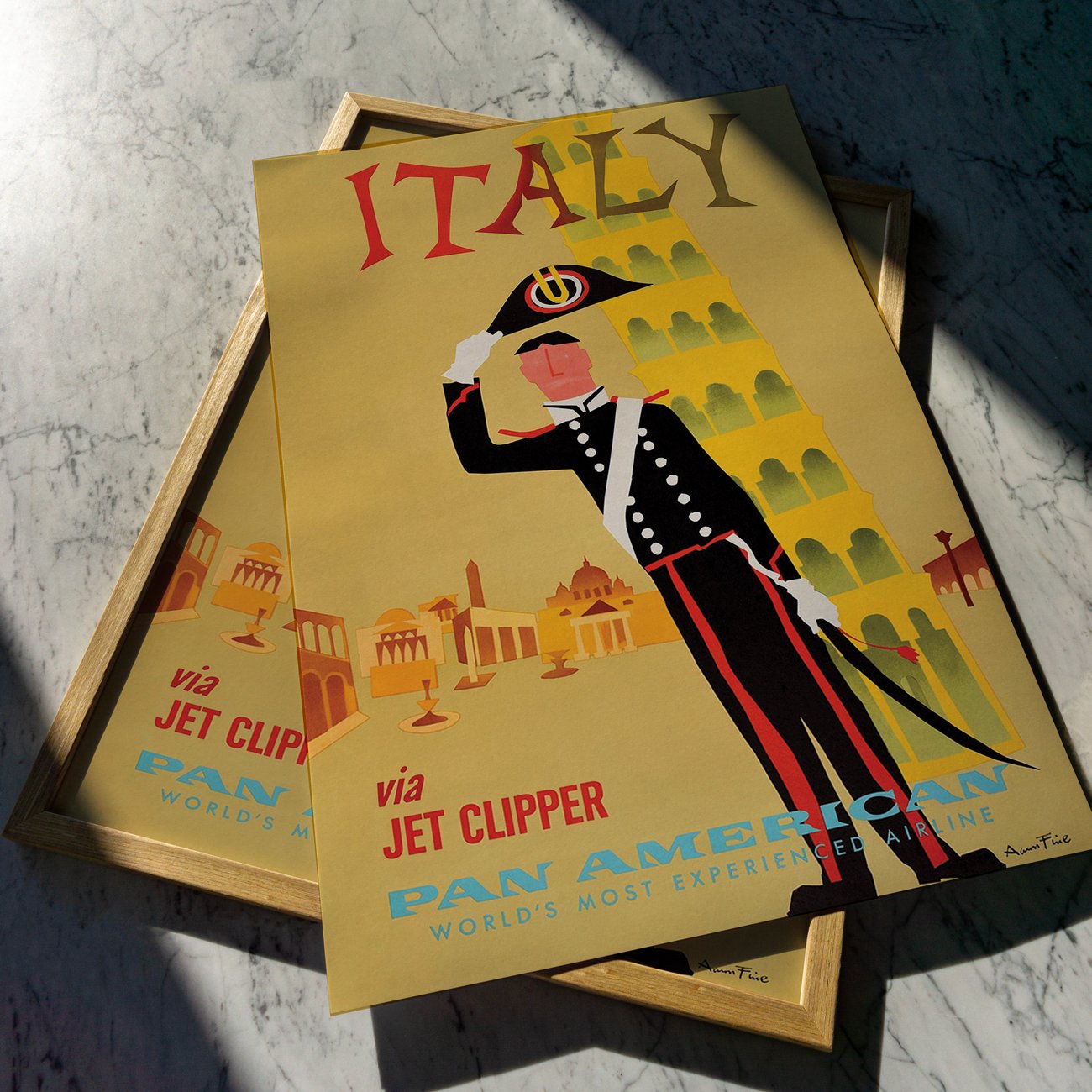 Italy - Pan Am | Aaron Fine - 1963 | Travel Poster | Vintage