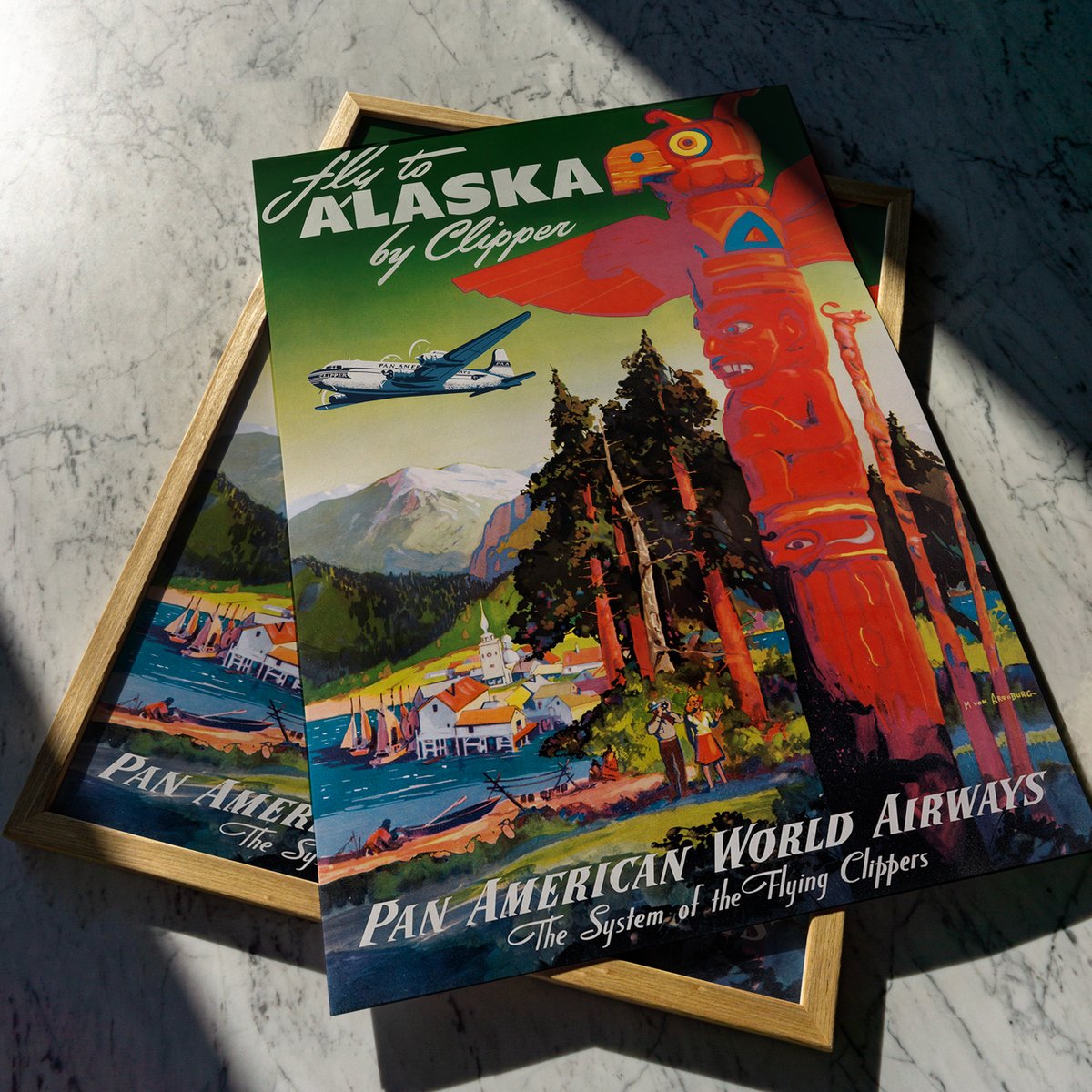 Alaska - Pan Am | Mark von Arenburg - 1950 | Travel Poster | Vintage ...