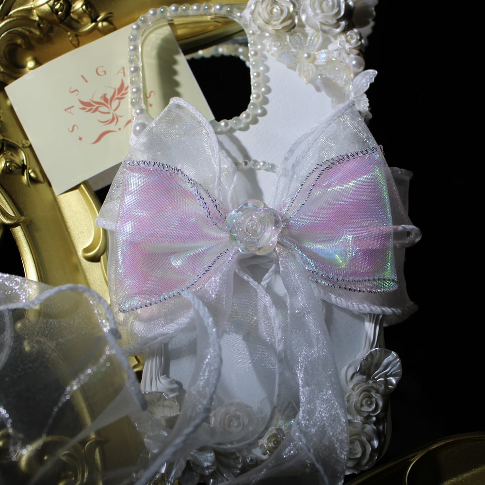Image of Pearl White Bow-knot Decoden Phone Case For All Brand 