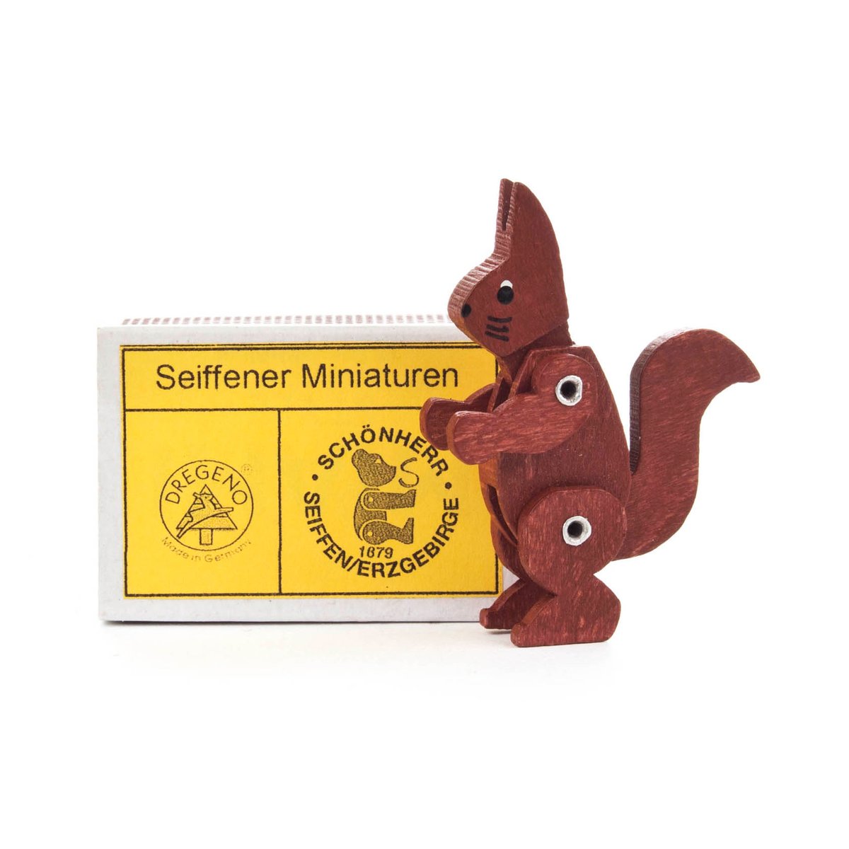 Image of Wooden Squirrel in a matchbox