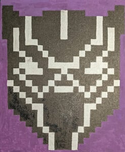 Image of Black Panther Acrylic Pixel Painting 