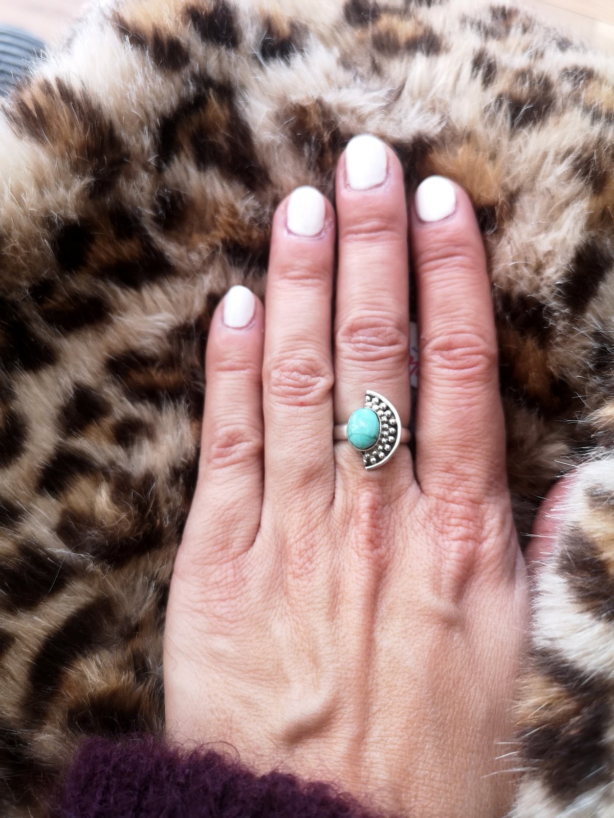 Image of Bague turquoise du tibet - taille 54,5 - ref. 8102.
